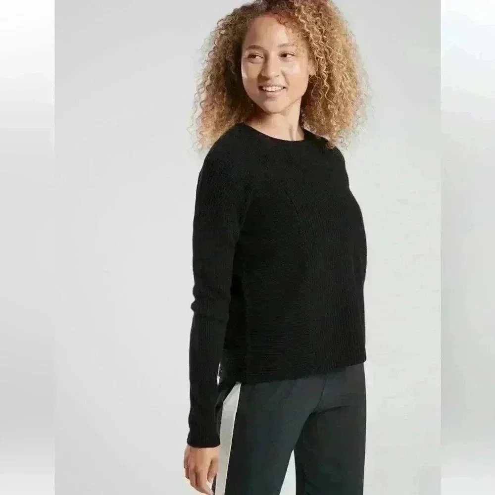 Athleta Turin Sweater Ribbed Wool Cashmere | Black‎ | SZ XXS